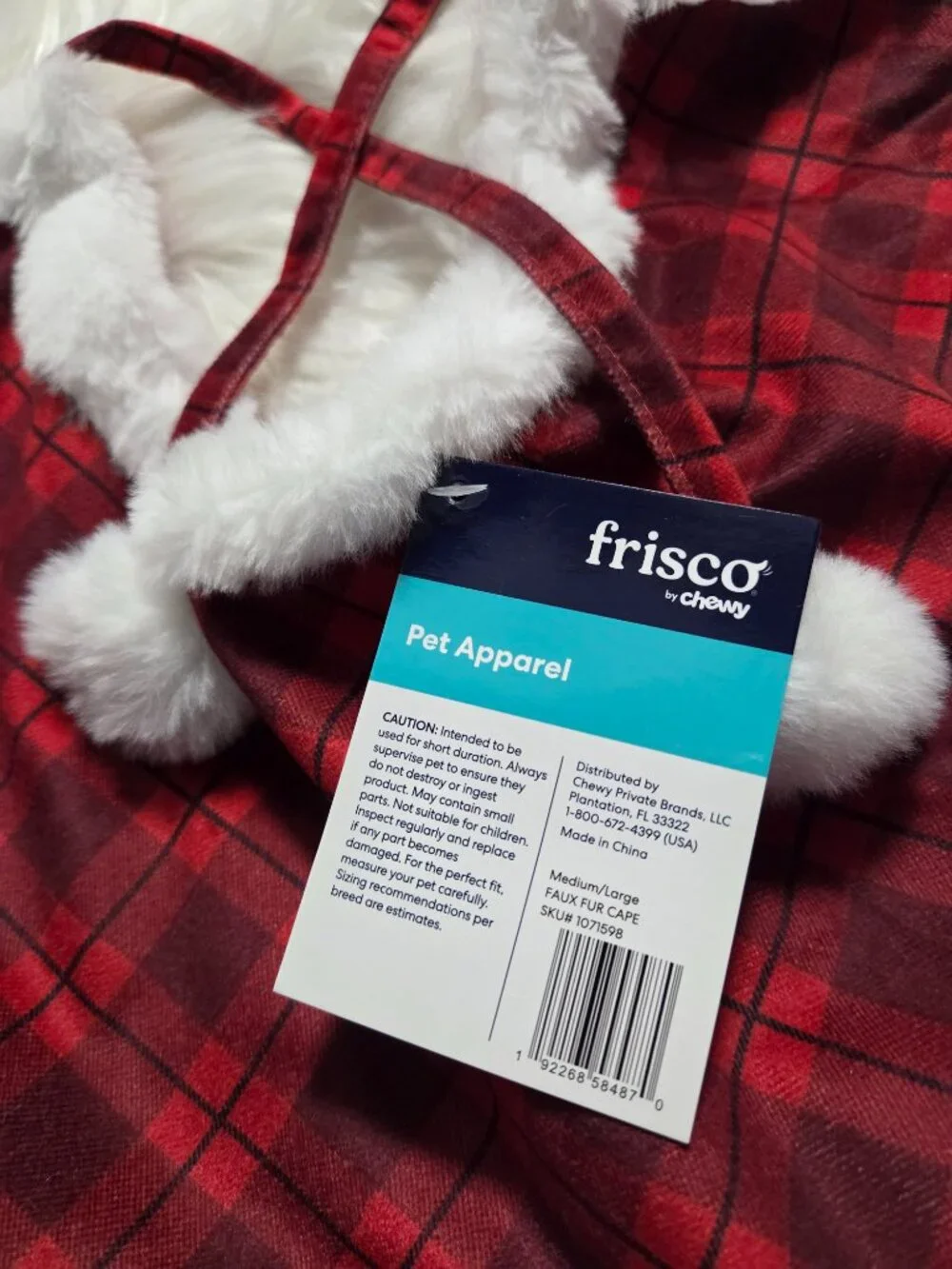 Frisco Faux Fur Trimmed Dog & Cat Cape